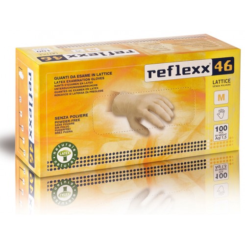 Reflexx 46 100ks. latexové rukavice bez púdru