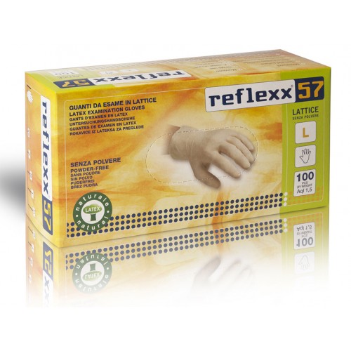 Reflexx 57 100ks. latexové rukavice bez púdru