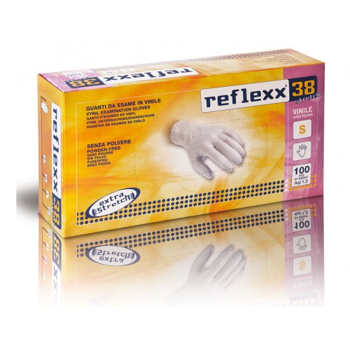 Reflexx 38 Stretch 100ks. vinylové rukavice bez púdru